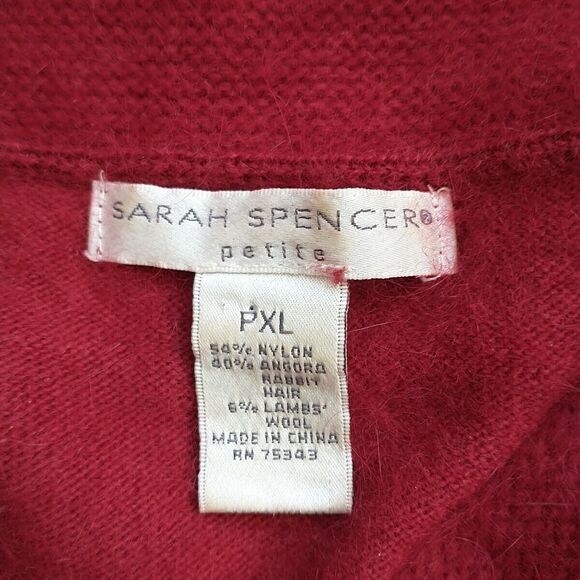 Sarah Spencer Sweater Women PXL/PM* Red Angora Rabbit Wool Blend Shawl Collar - Picture 5 of 7